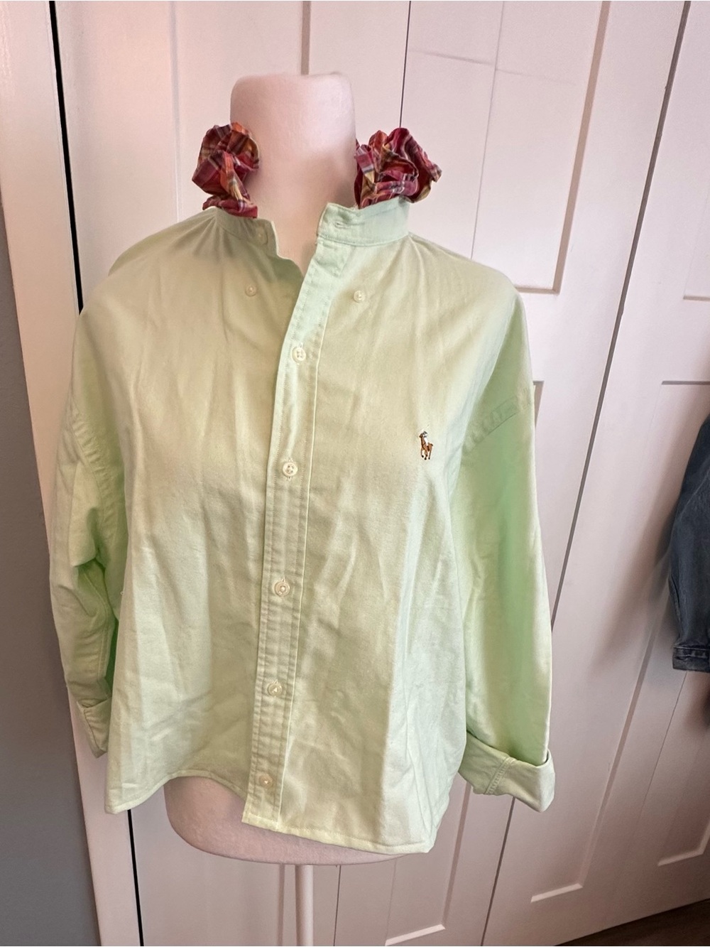 Women - Upcycled (reworked) women’s shirt with ruffled collar Ralph lauren